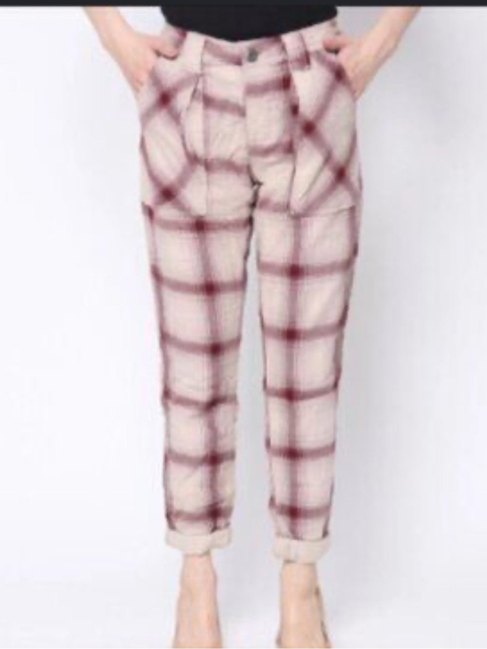 Free People plaid pants size 6